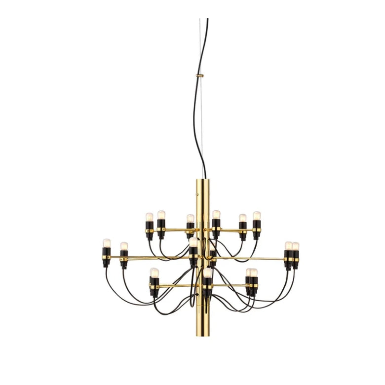 FLOS 2097/18 Frosted bulbs Lampadario 69 cm bulbi opachi in ottone e opaco accesa in ambiente, design e diffusione della luce