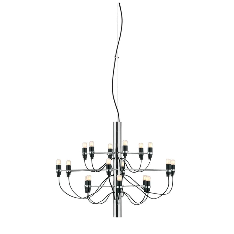 Flos 2097/18 Clear Bulbs Lampadario 69 cm bulbi trasparenti in ottone accesa in ambiente, design e diffusione della luce