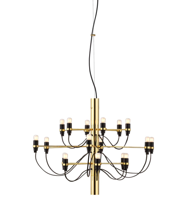 Flos 2097/18 Clear Bulbs Lampadario 69 cm bulbi trasparenti Ottone, vista del design e della finitura