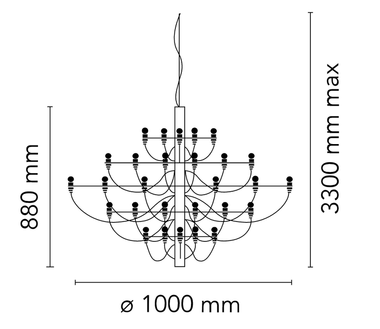 Flos 2097/50 Frosted Bulbs Lampadario 100 cm bulbi opachi accesa in ambiente, design e diffusione della luce