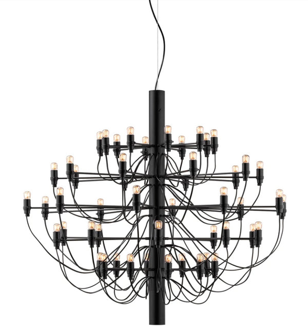Flos 2097/50 Clear Bulbs Lampada a sospensione 100 cm a bulbi trasparenti nero opaco