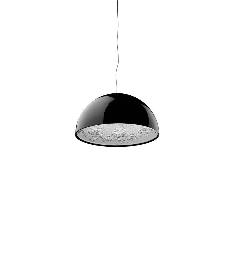 Flos Skygarden 1 Lampada 60 cm sospesa Nero lucido spenta, dettaglio del corpo lampada e dei materiali