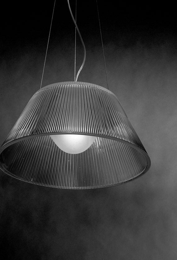 Flos Romeo Moon Suspension 2 Lampada sospesa 50 cm a luce spenta, dettaglio del corpo lampada e dei materiali