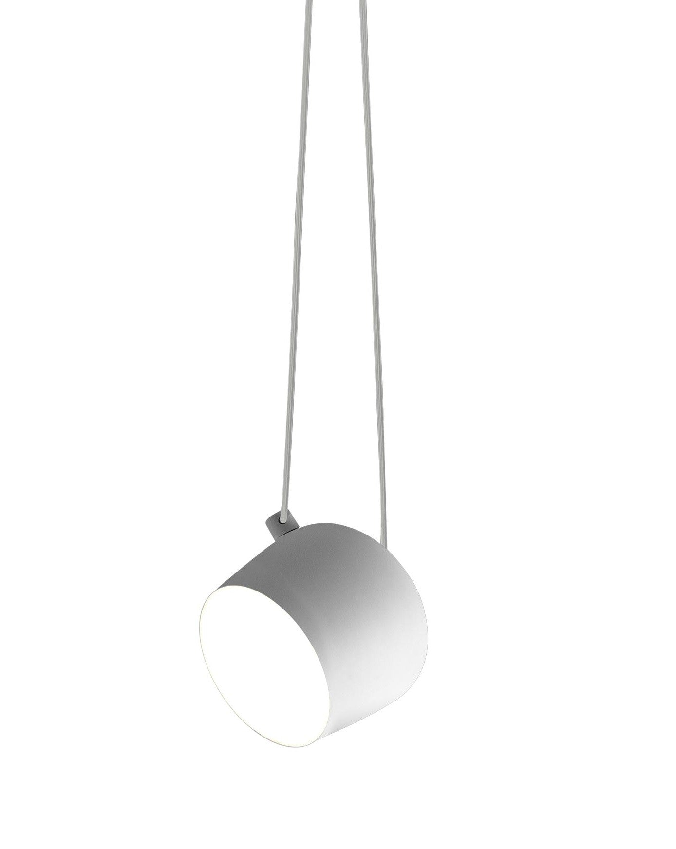 FLOS Aim Lampada 24cm sospesa orientabile 24 cm bianco spenta, dettaglio del corpo lampada e dei materiali