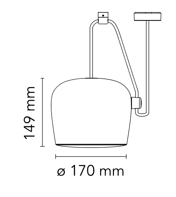 Flos Aim Small Lampada 17 cm a sospensione Nero, vista posteriore con attacco elettrico