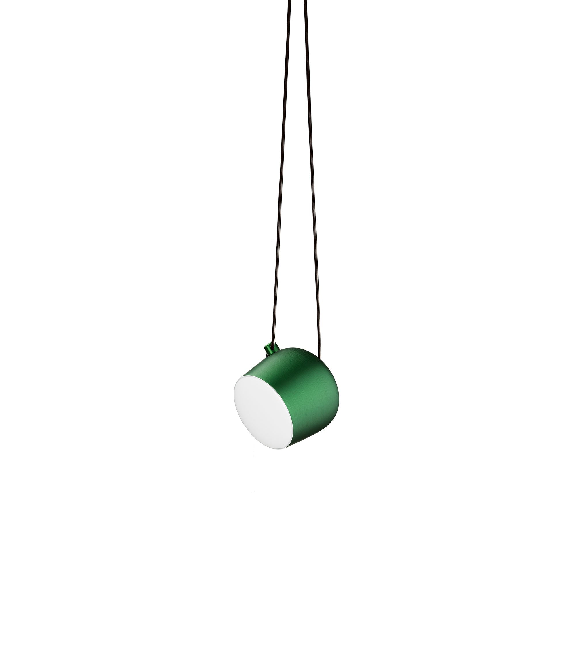 Flos Aim Small Lampada a sospensione Ivy Anodized in alluminio accesa in ambiente, design e diffusione della luce
