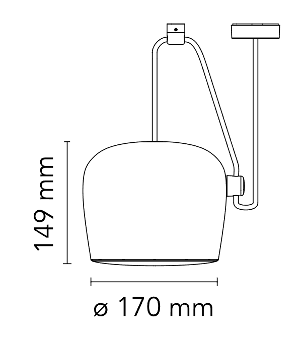 Flos Aim Small Lampada a sospensione Light Silver Light Silver Anodize, vista posteriore con attacco elettrico