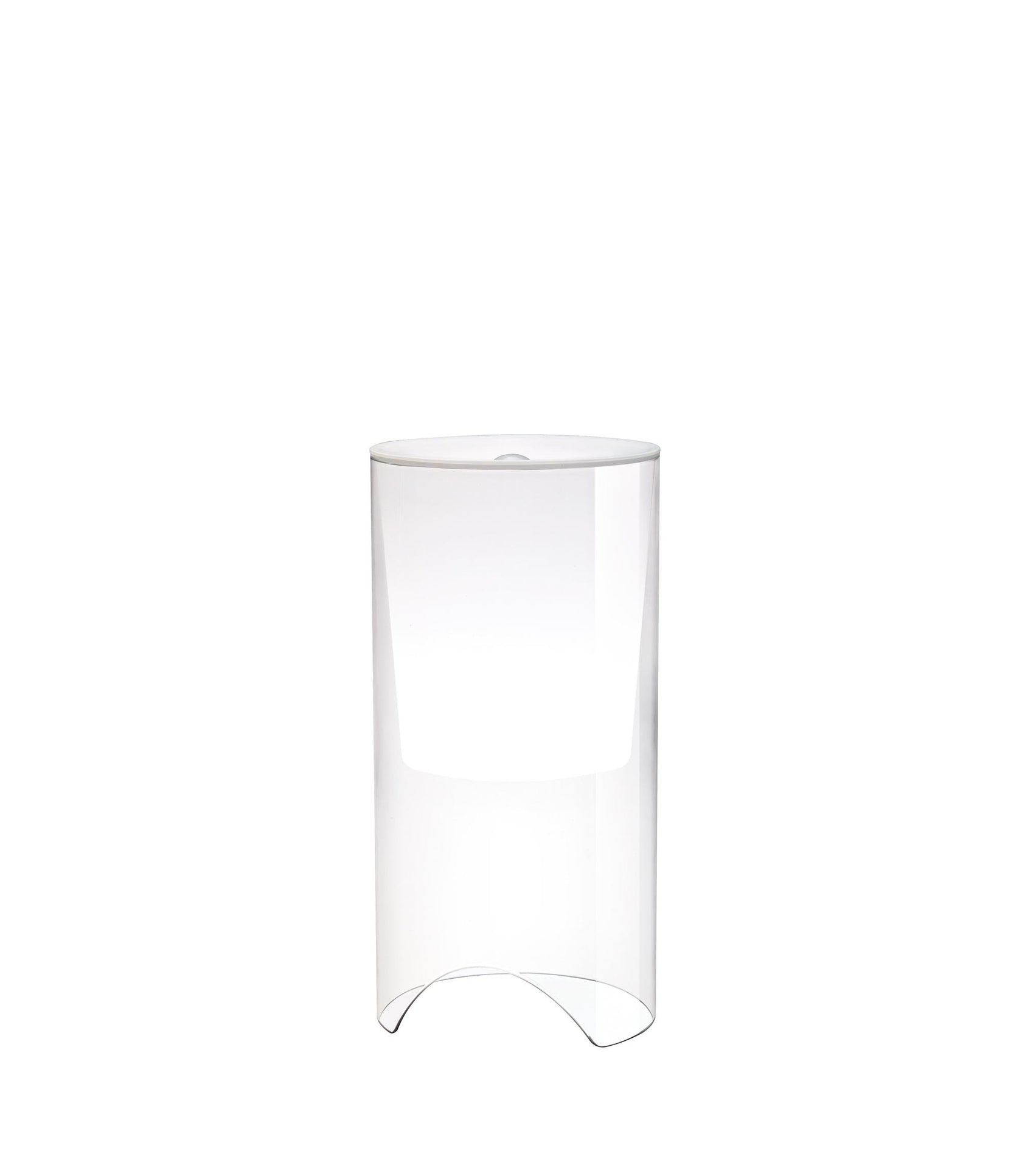 Flos Aoy Lampada 60 cm da tavolo trasparente e bianco opale spenta, dettaglio del corpo lampada e dei materiali
