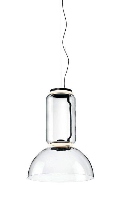 FLOS Noctambule Suspension 1 Low Cylinder and Bowl Lampada a sospensione trasparente Nero