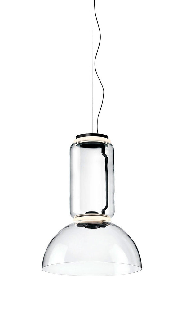 FLOS Noctambule Suspension 1 Low Cylinder and Bowl Lampada a sospensione trasparente Nero