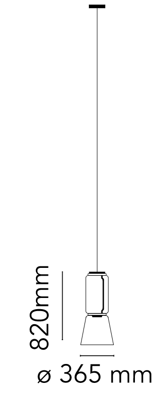 Flos Noctambule Suspension 1 Lampada sospesa Low Cylinder Nero, particolare del diffusore luminoso