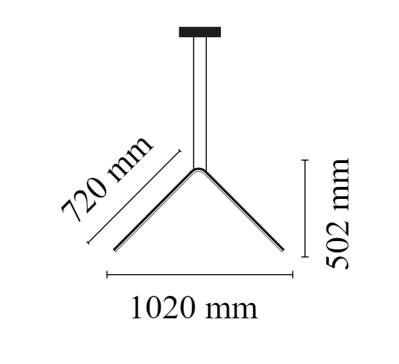 Flos Arrangements Broken Line Lampada 102 cm a sospensione, vista posteriore con attacco elettrico