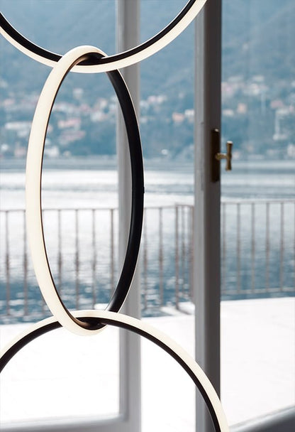 FLOS Arrangements Round Medium Lampada sospesa 66 cm a luce diffusa in alluminio nero opaco