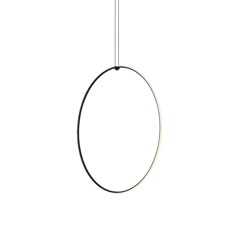 FLOS Arrangements Round Medium Lampada 102 cm sospesa nero in alluminio e opaco accesa in ambiente, design e diffusione...