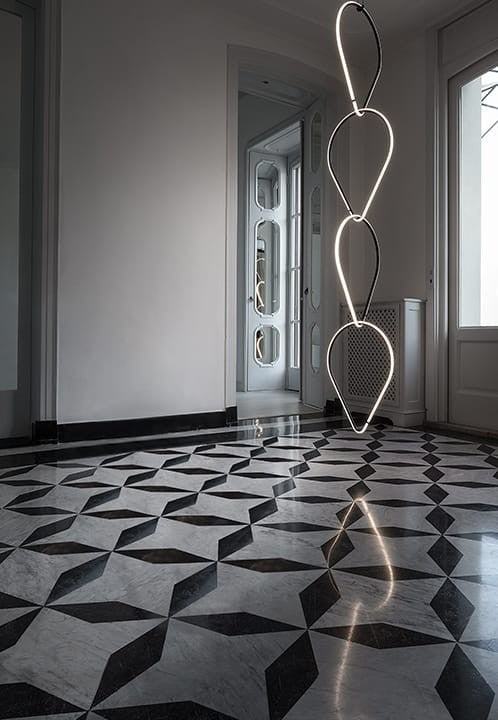 Flos Arrangements Drop Down Lampada a sospensione a luce diffusa in alluminio Nero Opaco