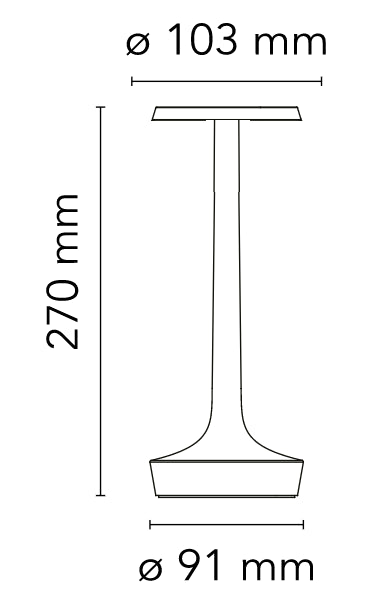 FLOS Bon Jour Unplugged Lampada da tavolo 10 cm ricaricabile cromo opaco