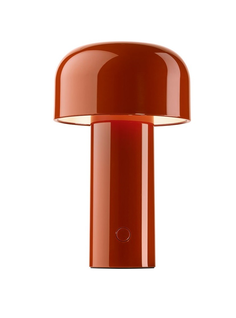 Flos Bellhop lampada da tavolo fungo ricaricabile Rosso spenta, dettaglio del corpo lampada e dei materiali