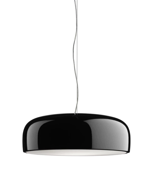 Flos Smithfield Suspension Pro Lampada led 60 cm A in alluminio e lucido accesa in ambiente, design e diffusione della luce