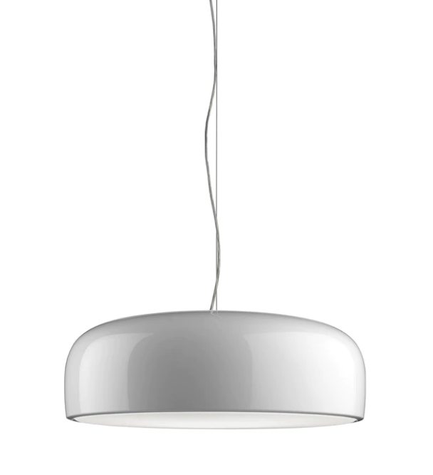 Flos Smithfield Suspension Lampada 60 cm a Sospensione in alluminio e lucido accesa in ambiente, design e diffusione...