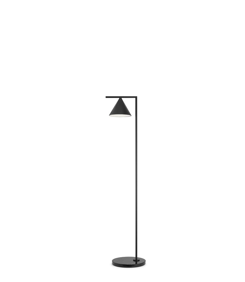 FLOS Captain Flint Lampada a pavimento 154 cm Antracite spenta, dettaglio del corpo lampada e dei materiali