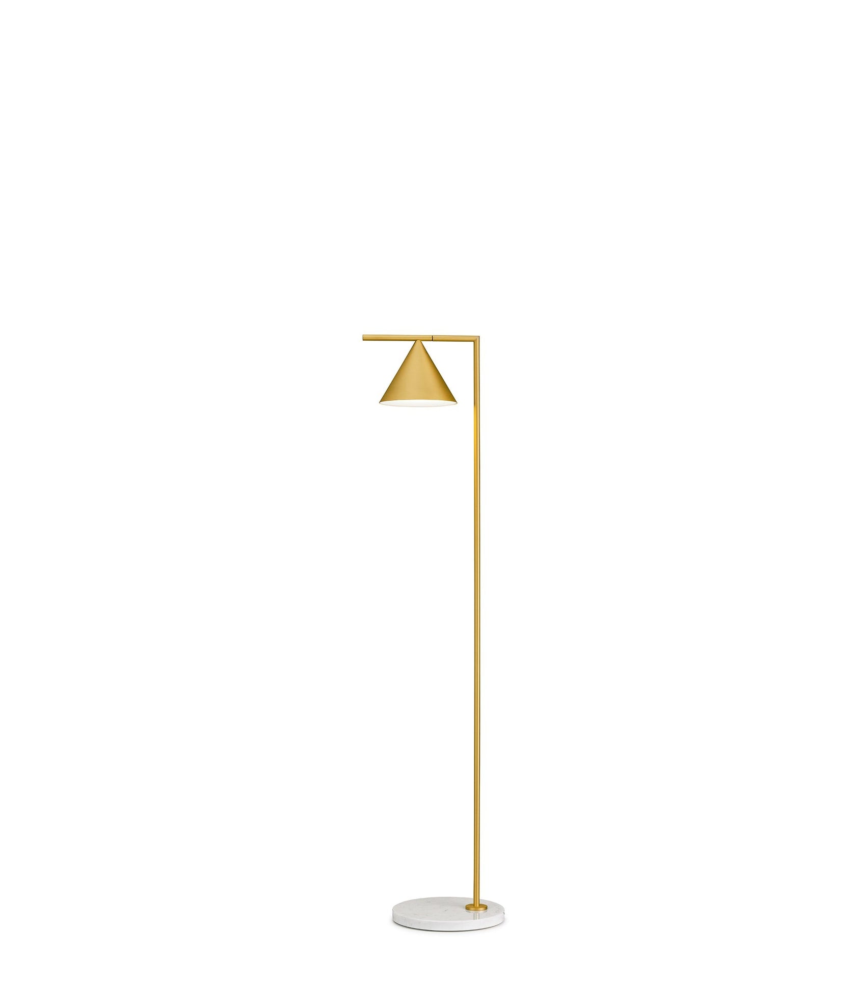 FLOS Captain Flint Lampada a pavimento ottone spazzolato e, particolare del diffusore luminoso