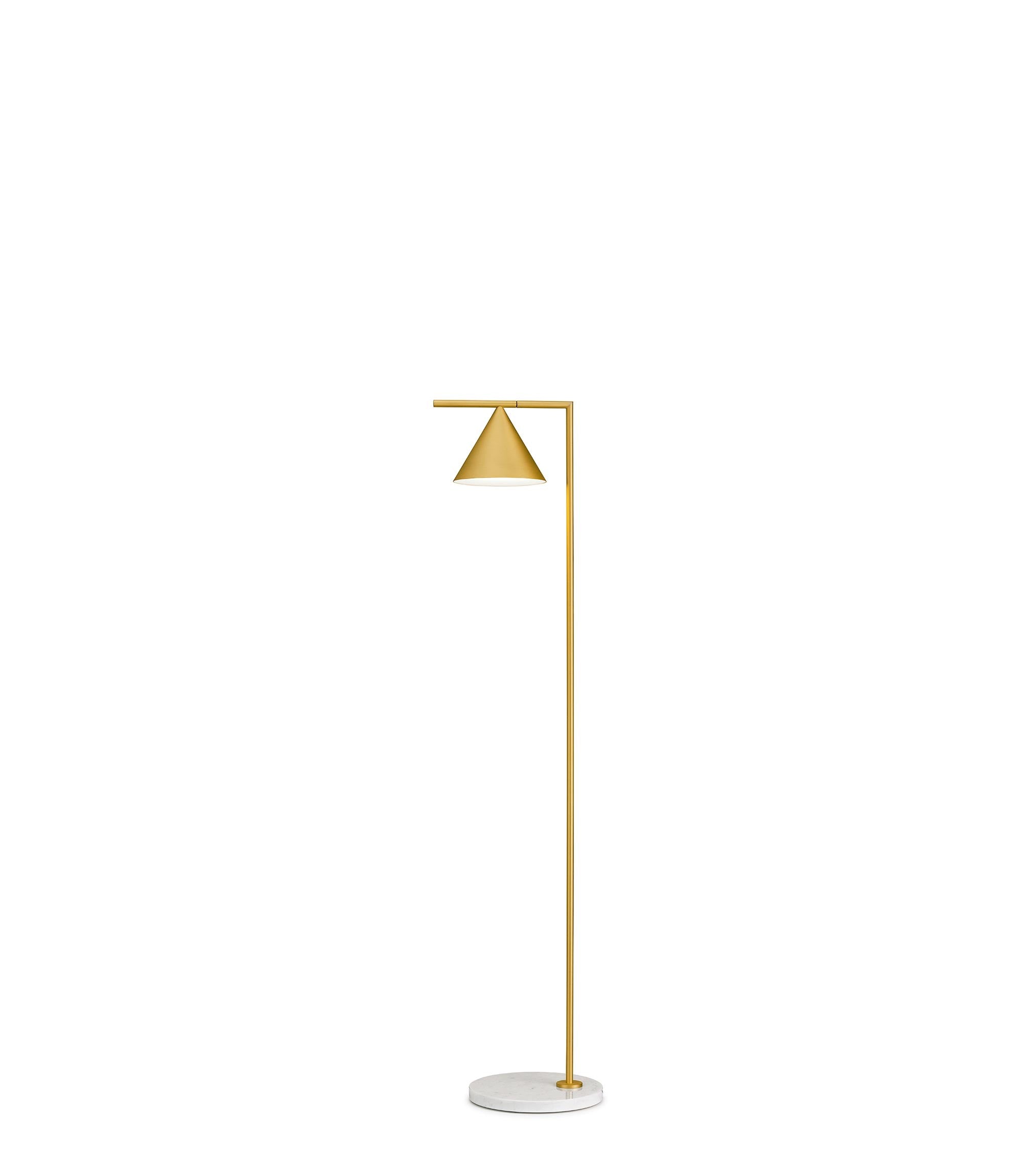 FLOS Captain Flint Lampada a pavimento ottone spazzolato e, particolare del diffusore luminoso