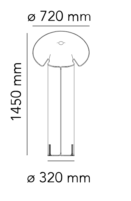 Flos Chiara Floor lampada a pavimento 145 cm in acciaio Stainless Steel accesa in ambiente, design e diffusione della luce