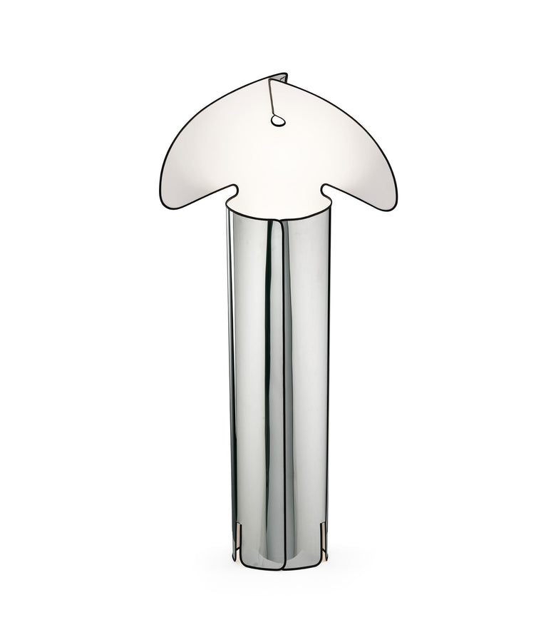 Flos Chiara Floor lampada a pavimento 145 cm in acciaio Stainless Steel in acciaio inox accesa in ambiente, design e...