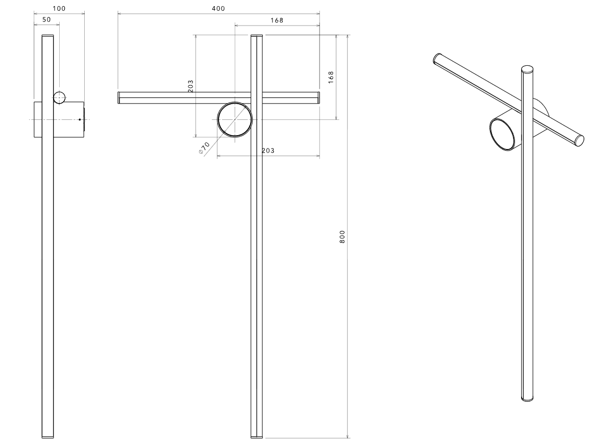 Flos Coordinates Wall 2 Lampada a parete Argent Moon spenta, dettaglio del corpo lampada e dei materiali