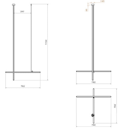 Flos Coordinates Ceiling 1 Long CL III Lampada led A Sospensione Argent Moon