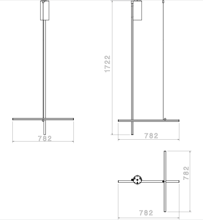 Flos Coordinates Ceiling 1 Long Lampada a Sospensione Champagne Anodizzato spenta, dettaglio del corpo lampada e dei...