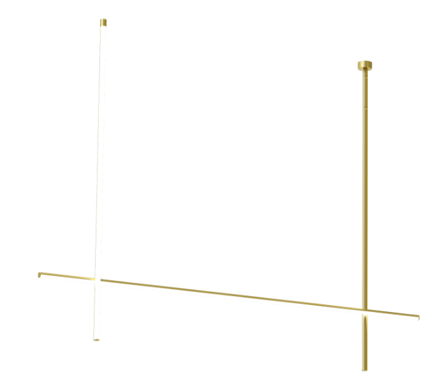 Flos Coordinates Ceiling 2 CLIII Lampada a Sospensione Champagne Anodizzato accesa in ambiente, design e diffusione della...