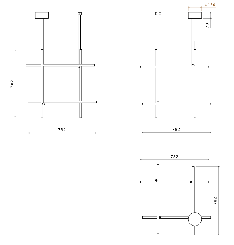 Flos Coordinates Suspension 3 Lampada a sospensione Argent spenta, dettaglio del corpo lampada e dei materiali