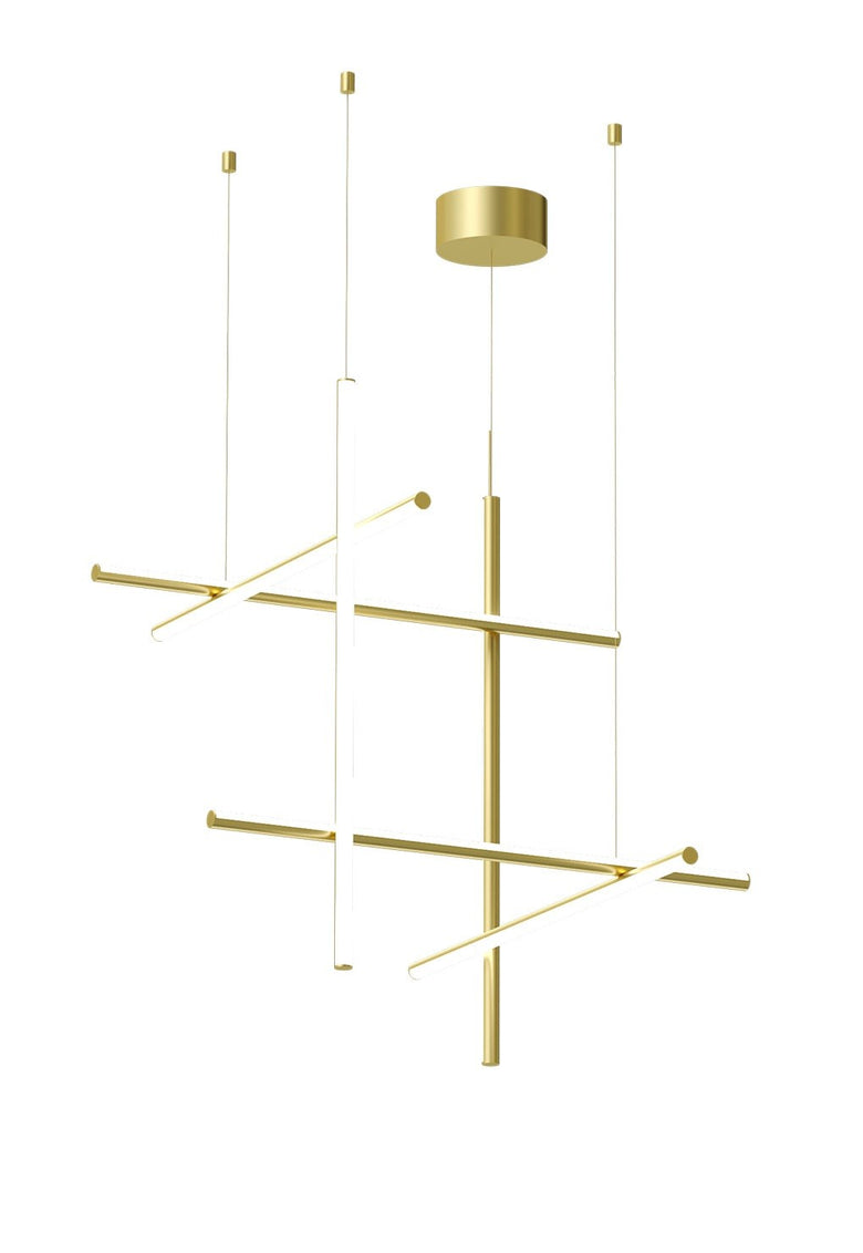 Flos Coordinates Suspension 3 Lampada sospesa Champagne Anodizzato Champagne accesa in ambiente, design e diffusione...