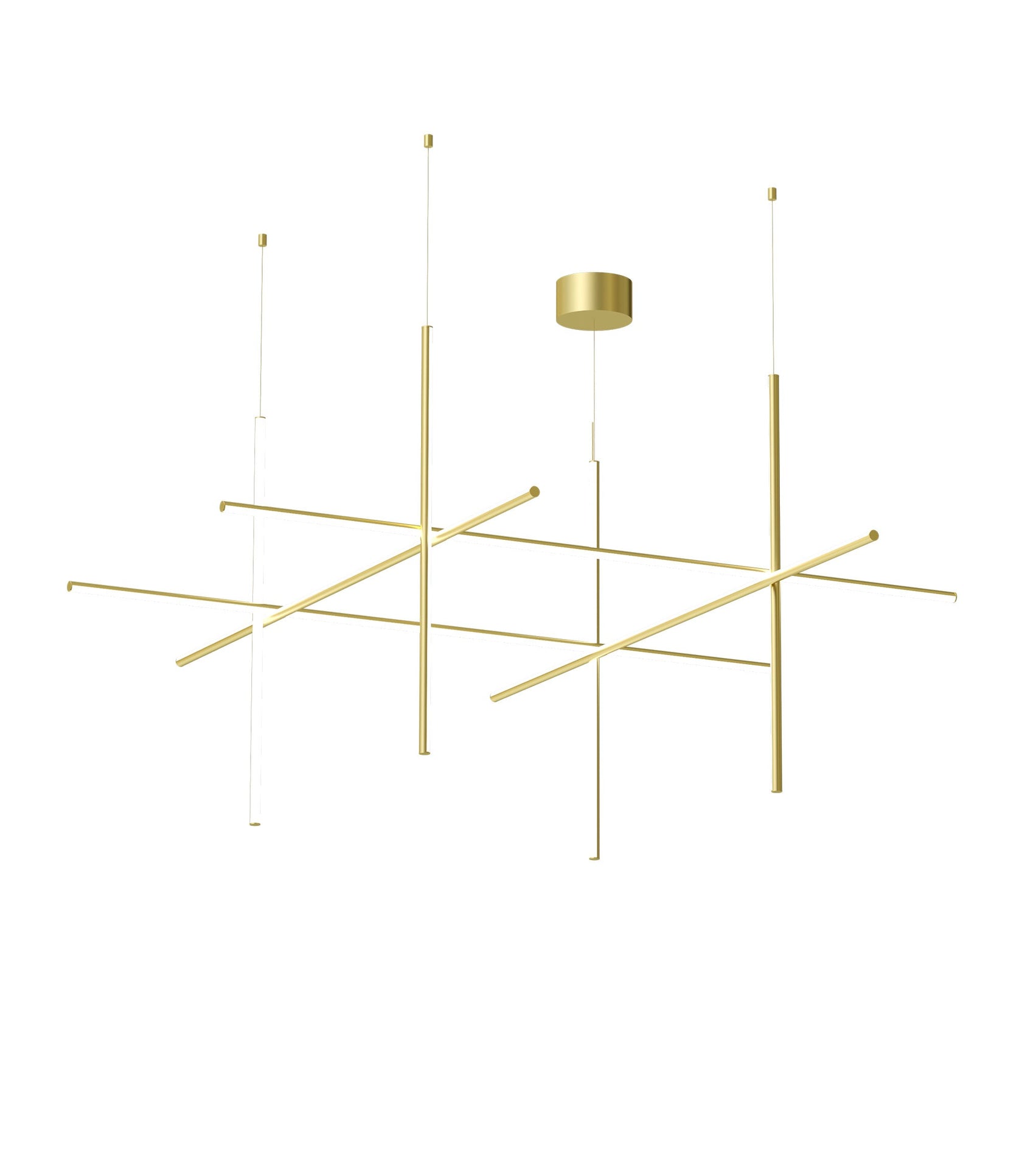 Flos Coordinates Suspension 4 Lampada sospesa 176 cm Anodizzato Champagne in alluminio accesa in ambiente, design e...