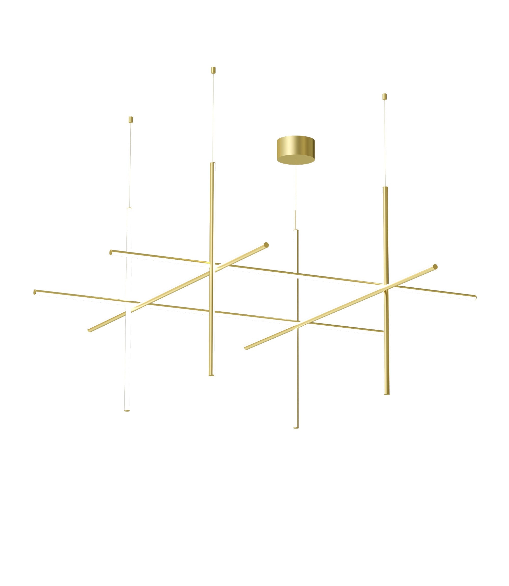 Flos Coordinates Suspension 4 Lampada sospesa 176 cm Anodizzato Champagne in alluminio accesa in ambiente, design e...