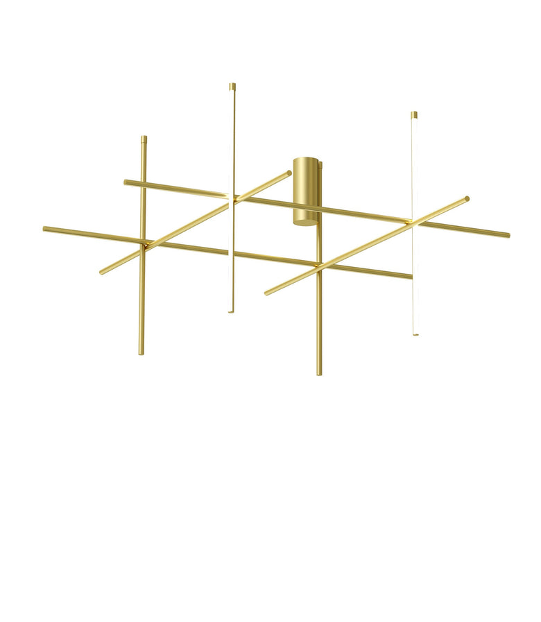 Flos Coordinates Ceiling 4 Lampada sospesa 176 cm Champagne Anodizzato Champagne in alluminio accesa in ambiente, design...