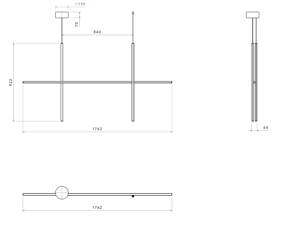 Flos Coordinates Suspension 2 lampada a sospensione Argent spenta, dettaglio del corpo lampada e dei materiali