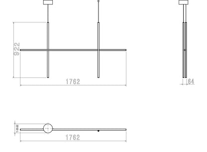 Flos Coordinates Suspension 2 Lampada sospesa 176 H.92 alluminio Anodized Champagne
