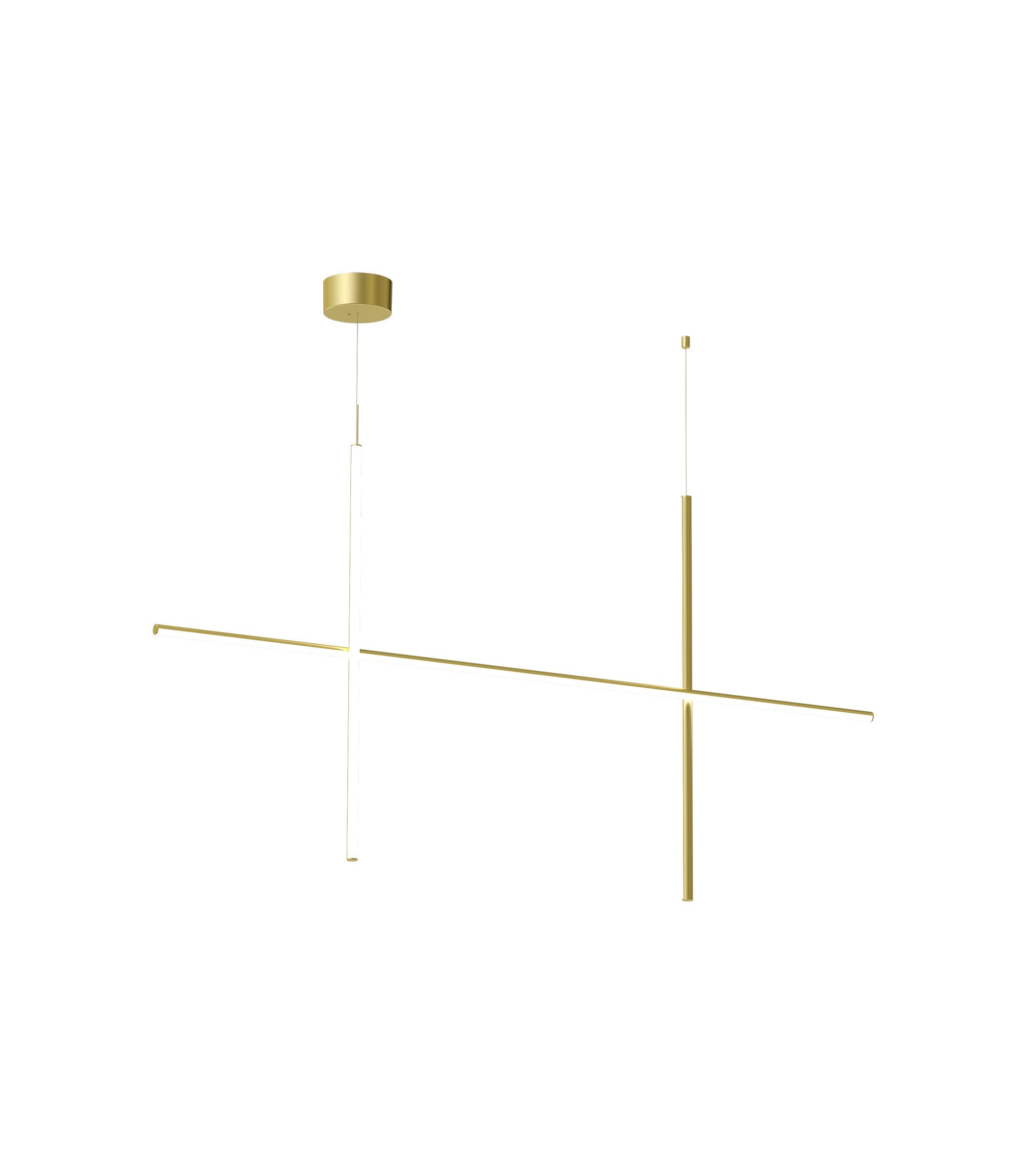 Flos Coordinates Suspension 2 Lampada sospesa 176 cm Anodizzato Champagne in alluminio accesa in ambiente, design e...