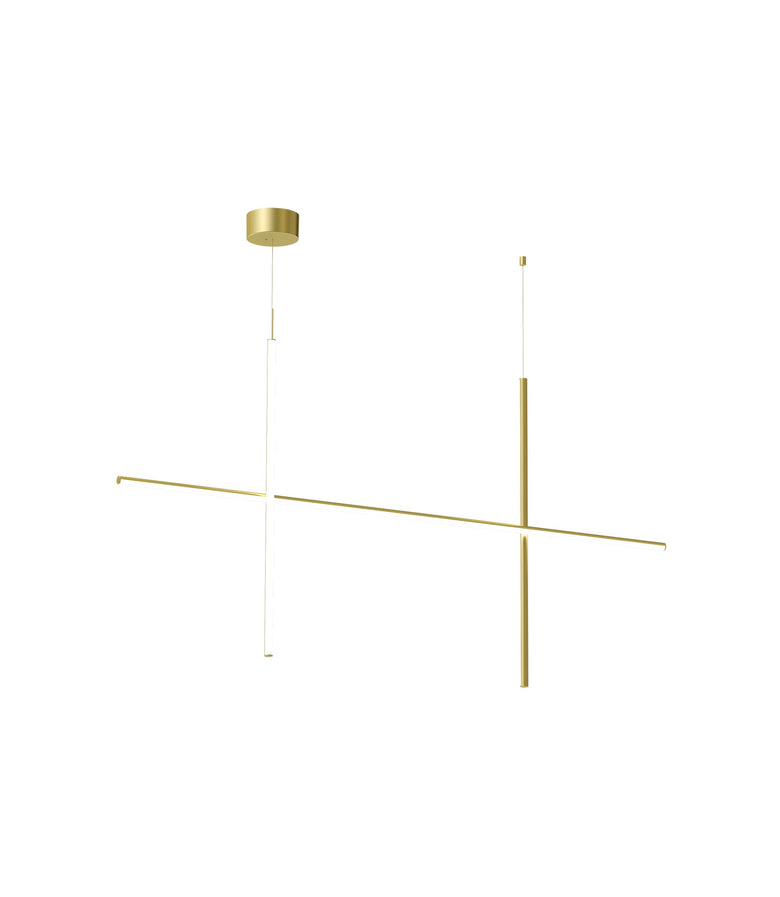 Flos Coordinates Suspension 2 Lampada sospesa 176 cm Anodizzato Champagne in alluminio accesa in ambiente, design e...