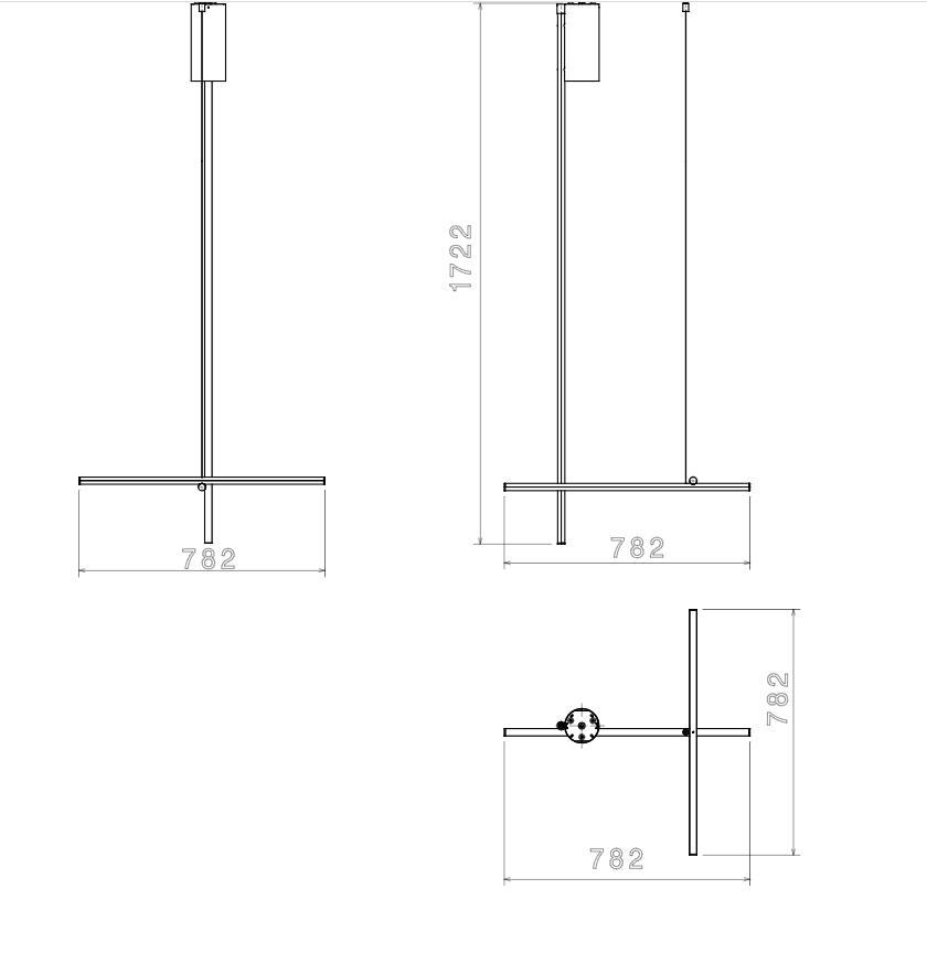 Flos Coordinates Ceiling 1 Long Lampada sospesa Champagne Anodizzato Champagne, vista posteriore con attacco elettrico