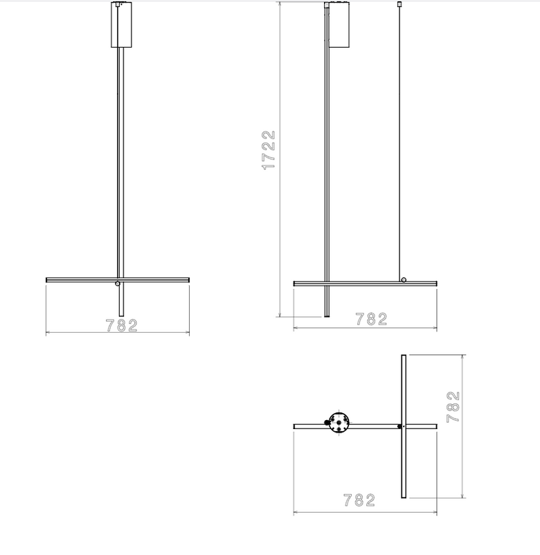 Flos Coordinates Ceiling 1 Long Lampada sospesa Champagne Anodizzato Champagne, vista posteriore con attacco elettrico
