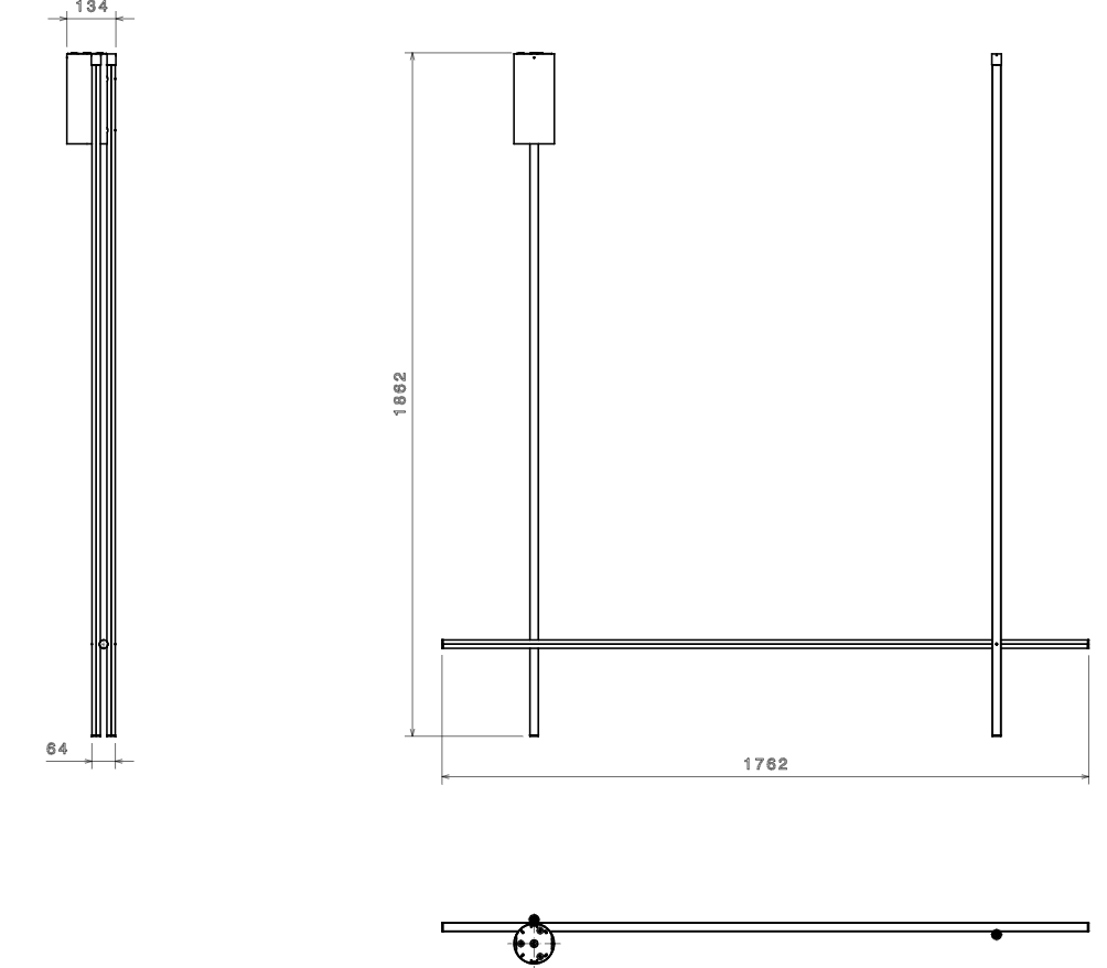 Flos Coordinates Ceiling Long 2 Lampada a sospensione spenta, dettaglio del corpo lampada e dei materiali