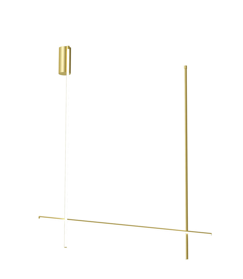 Flos Coordinates Ceiling 2 Long Lampada sospesa 176x186 Anodizzato Champagne accesa in ambiente, design e diffusione...