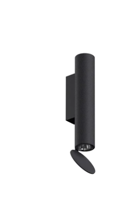 Flos Flauta H225 Spiga Lampada indoor 22 cm a Parete nero accesa in ambiente, design e diffusione della luce
