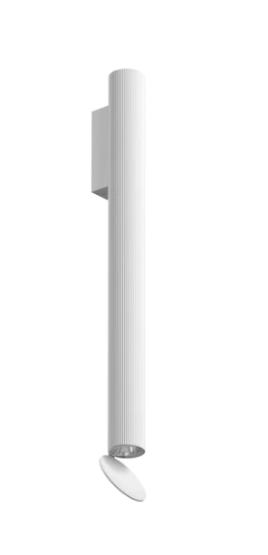Flos Flauta H500 Spiga Lampada indoor 50 cm Da Parete Bianco in alluminio e naturale accesa in ambiente, design e...