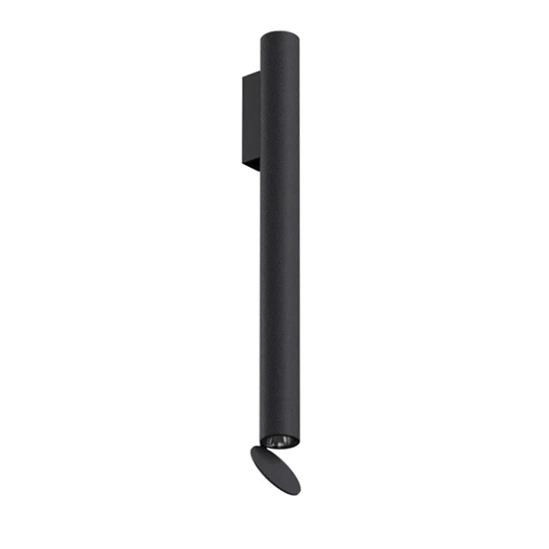 Flos Flauta H500 Spiga Lampada indoor 50 cm Da Parete nero in alluminio accesa in ambiente, design e diffusione della luce
