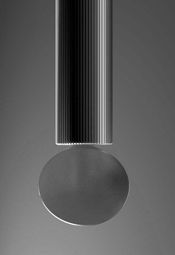 Flos Flauta Riga Lampada indoor 100 cm Da Parete Nero spenta, dettaglio del corpo lampada e dei materiali