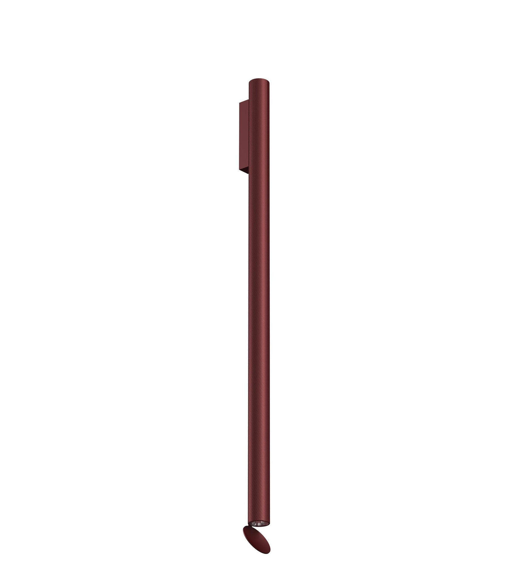 Flos Flauta Spiga Lampada indoor 100 cm a Parete Ruby Red Anodized Ruby Red accesa in ambiente, design e diffusione della...
